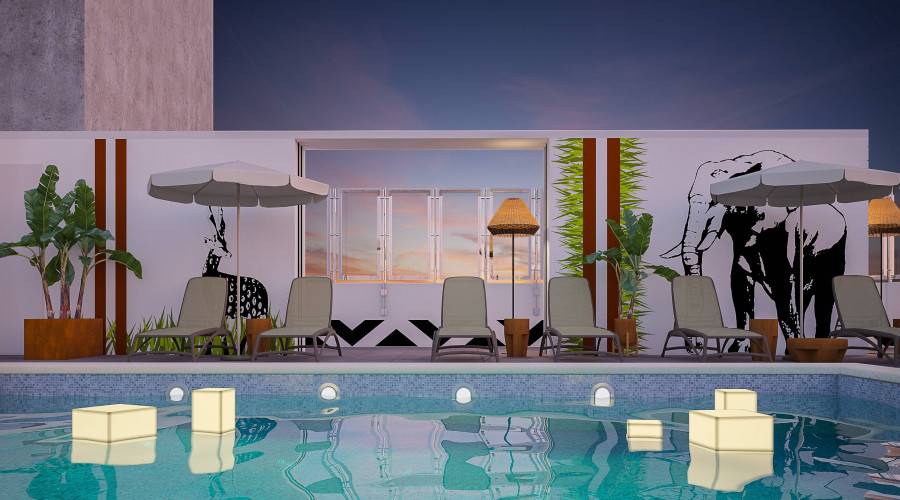 Rooftop Flamingo Oasis